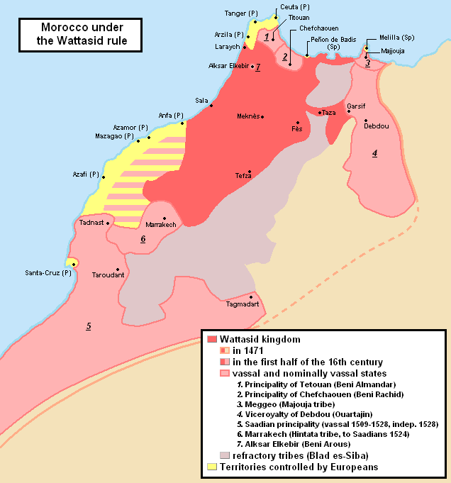 map of the wattasid dynasty