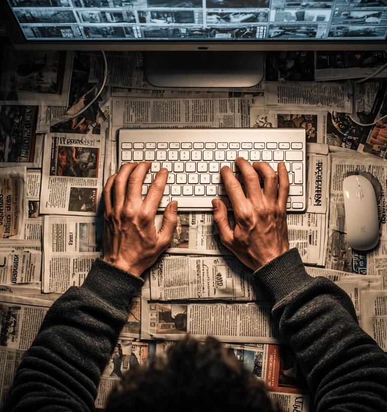 a person typing on a keyboard with a keyboard