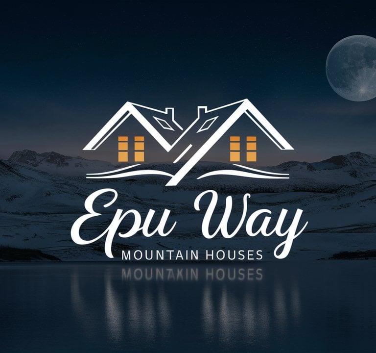 Logo de la empresa, mostrando una ilustración digital de dos casas con un fondo de montañas