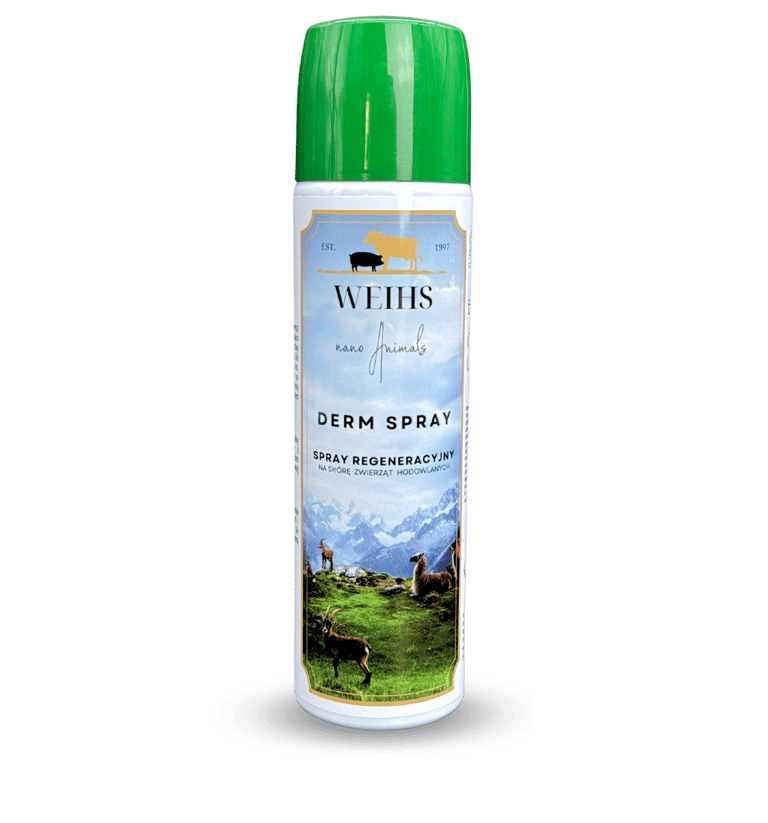 Spray regenerujący Weihs Animals, do ochrony i pielęgnacji skóry zwierząt hodowlanych.