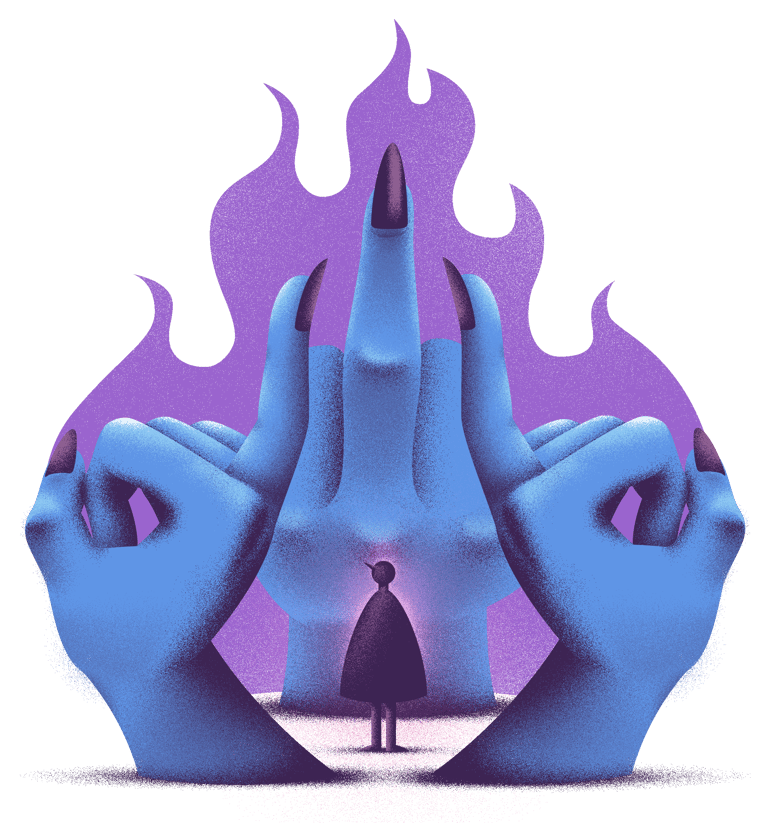 a person standing in front of a fire