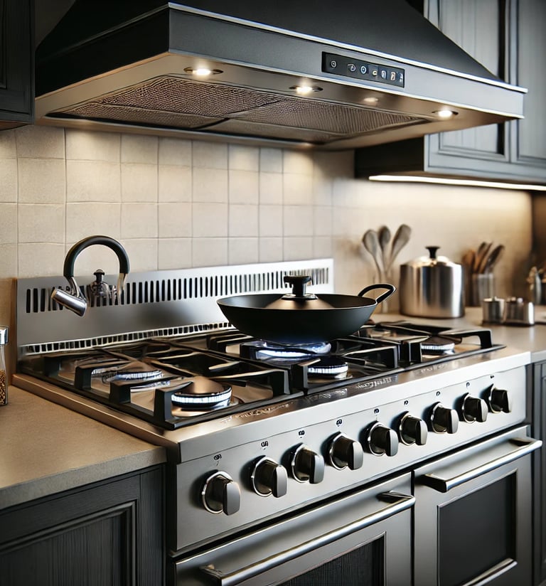 gas range in a kitchen