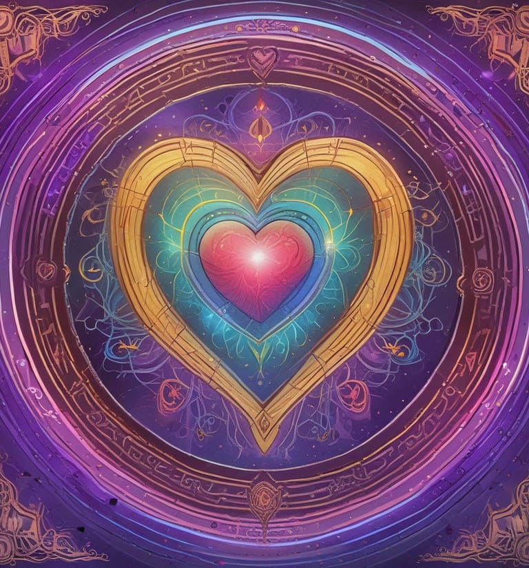 Soft glowing heart-shaped light floating in a serene blue background.