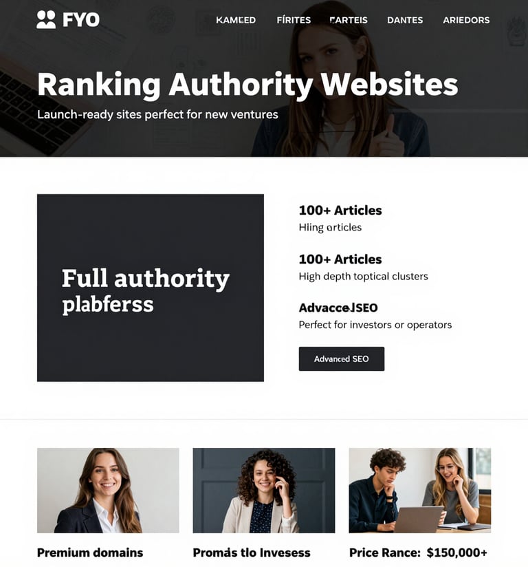 A clean, modern website homepage on a laptop screen showcasing a starter package site.