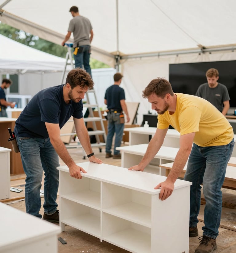 A professional logistics manager in a navy blue uniform holding a tablet in a bright, modern warehouse setting, high-key lighting, business professional mood.