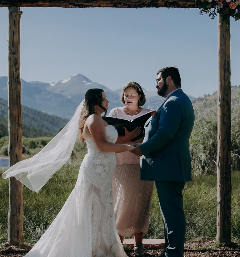 Wedding Ceremony with Colorado Mountains