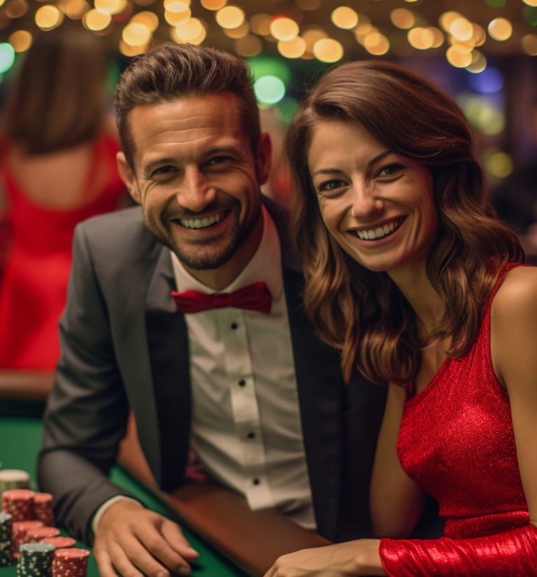 Happy Couple at a casino party