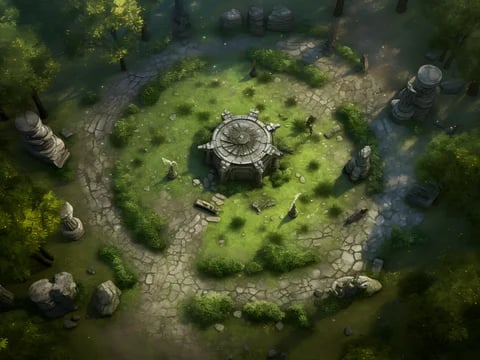 Le temple de la dévotion, mémorial de pierre, dungeon and dragon battle map