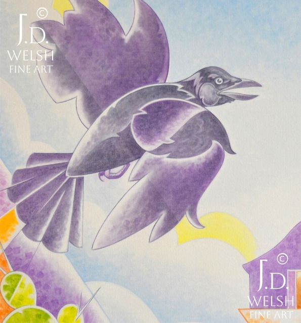 Into Morning - Modernist Painting - Sacred Art - Crow Spirit - Jeremiah D Welsh - JD Welsh Fine Art