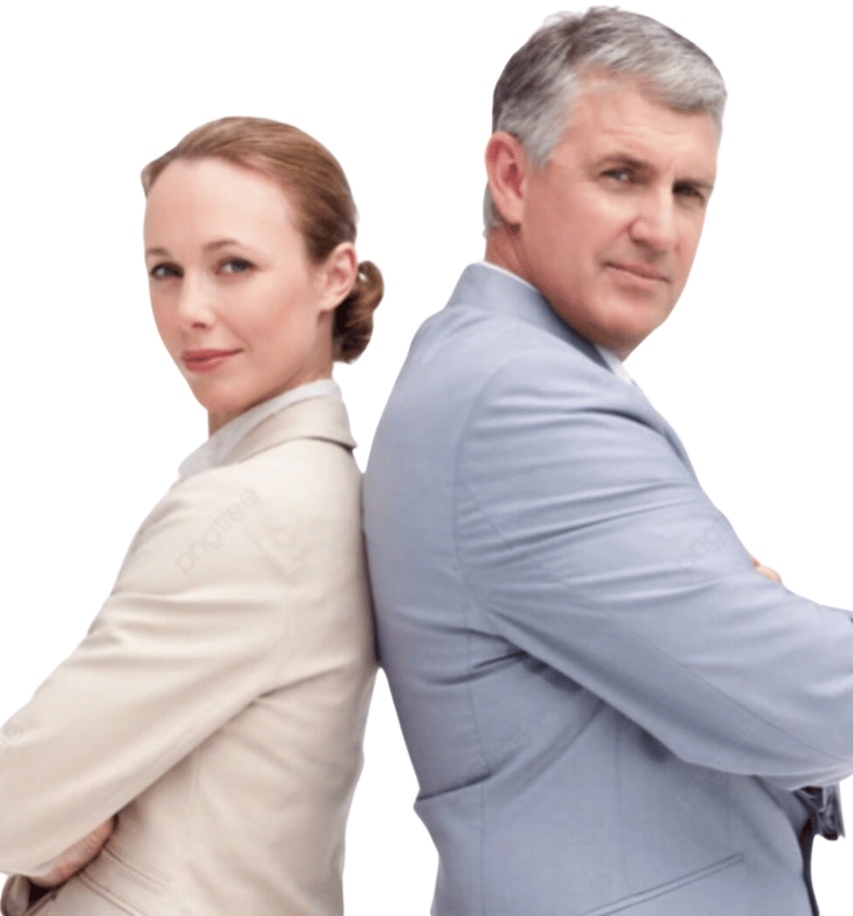 a man and woman standing next to each other