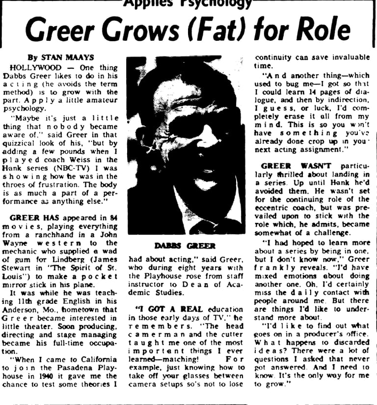 Greer Grows (Fat) for Role