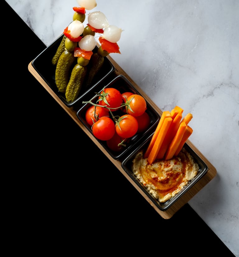 a tray with vegetables and vegetables on it