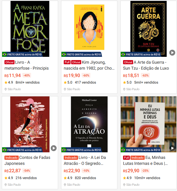 livros em promoção na shopee