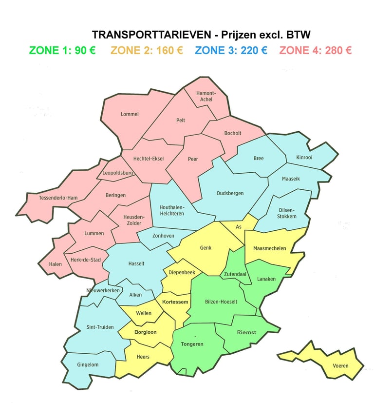 Sanrobe Verhuur Riemst Transporttarieven