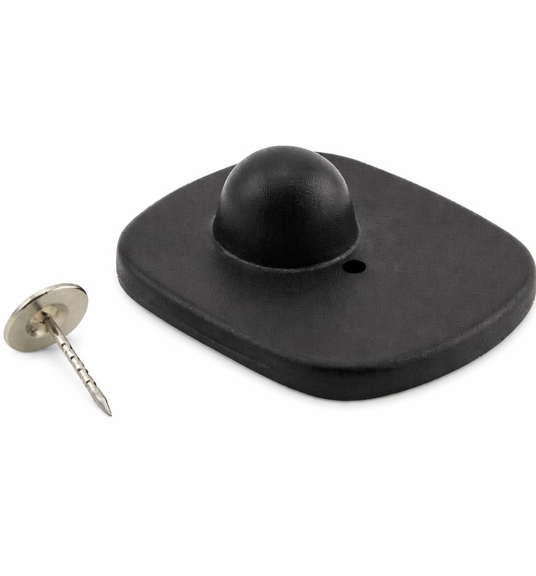 RF security tag attached to garment