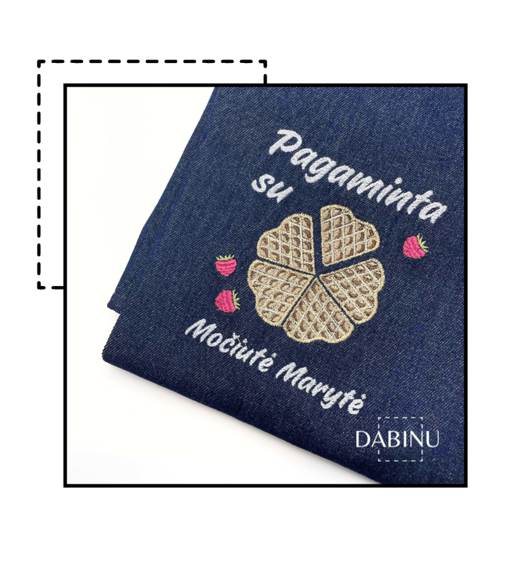 Siuvinėta prijuostė su pasirinktu tekstu | dabinu.lt