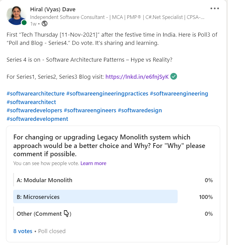 hiralvyasdave.com - Poll3 Result, part of Poll and Blog-Series4