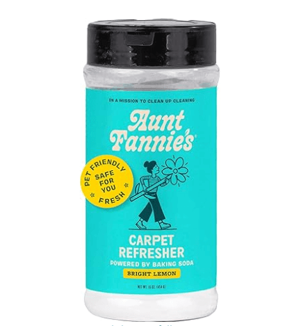 Aunt Fannie's Carpet Refresher deodorizer powder bright lemon scent non-toxic baking soda based