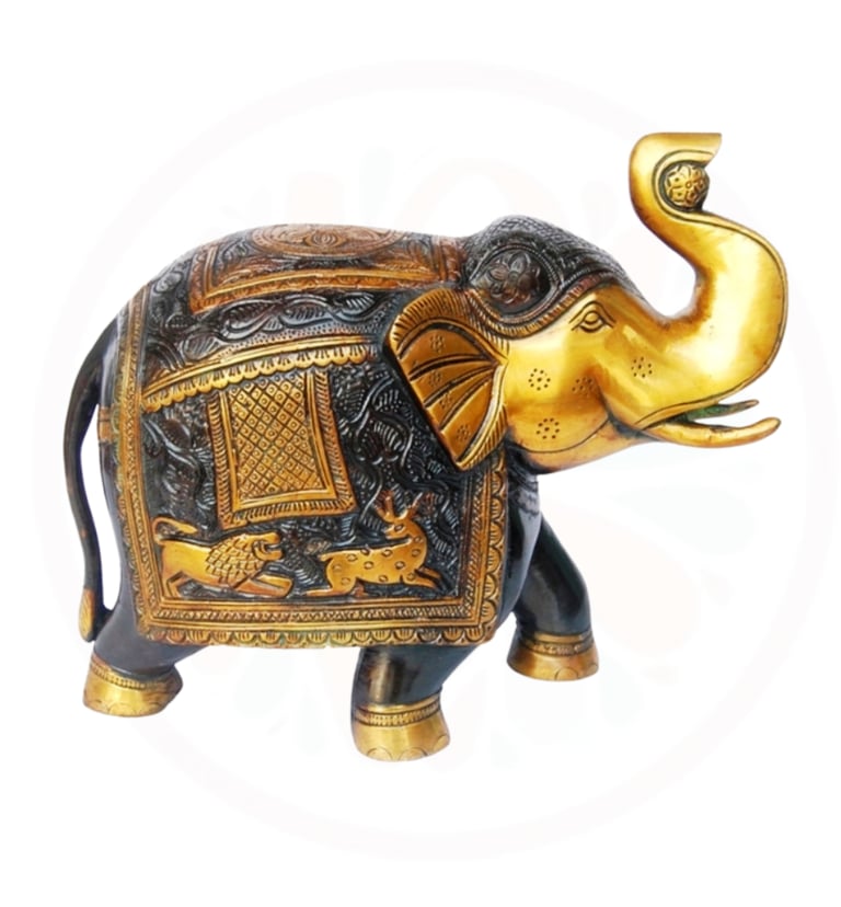 a decorative elephant statue of a golden elephant