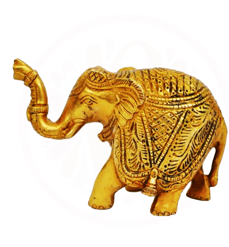 a gold colored elephant statue