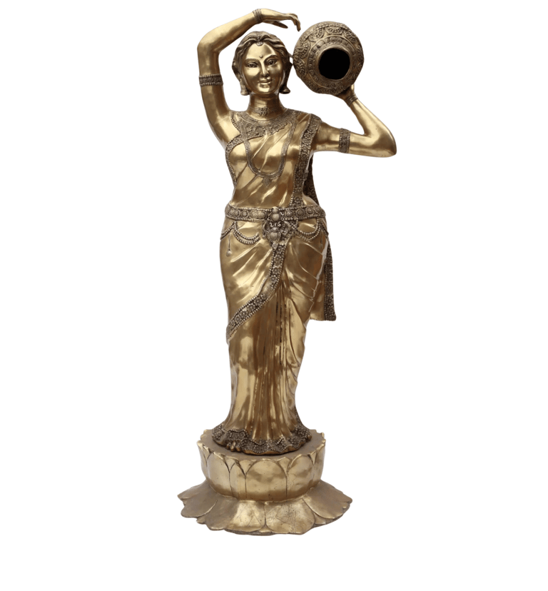 a statue of a woman holding a vase with a vase in it