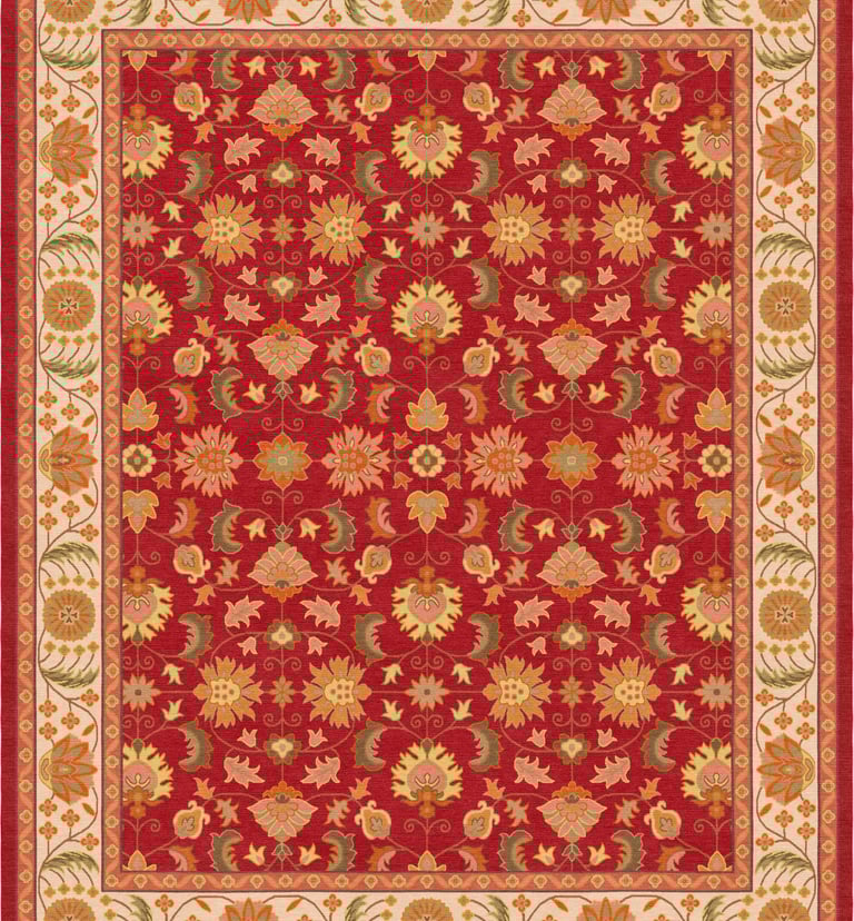 Custom contemporary traditional rug with intricate patterns and modern color palette