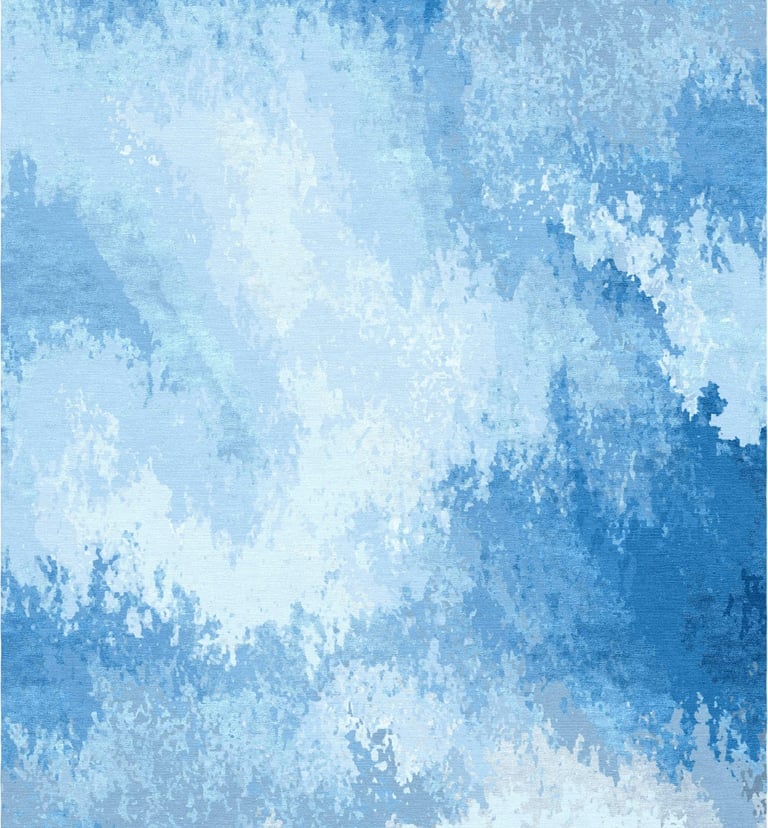 Custom contemporary abstract rug with flowing organic patterns in neutral tones