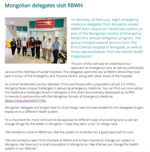 Mongolia Delegation Medial Release