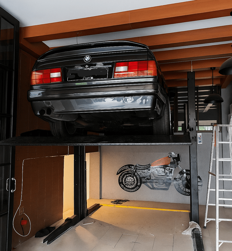 Perakitan mesin Lift mobil 2 tingkat