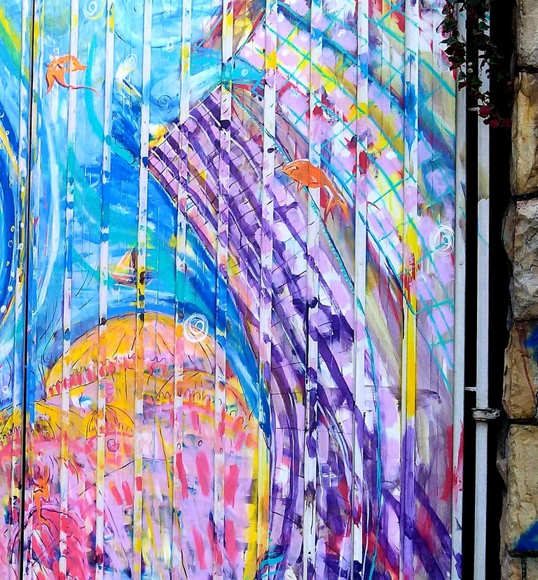détail d'une peinture représentant Sao paulo si elle était sous les eaux