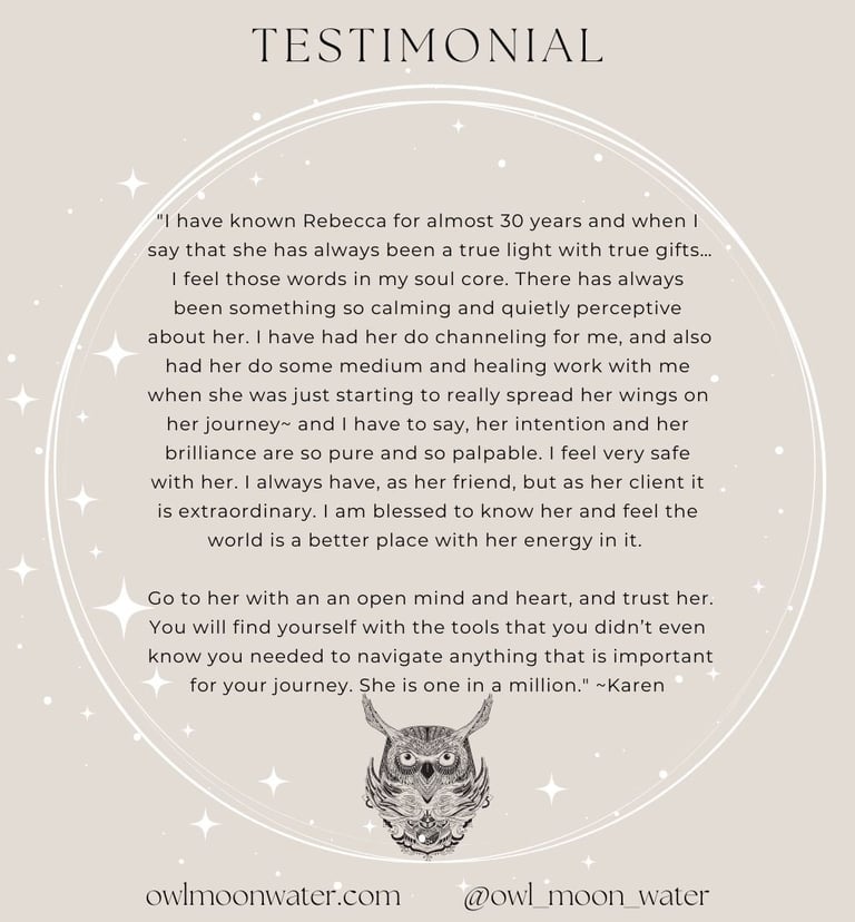 Psychic Reading Testimonial for Owl Moon Water