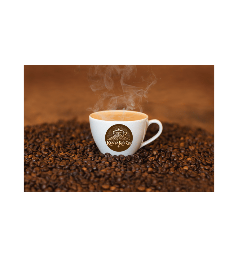 A cup of  Kenyan  Coffee prepared with Kenya Kafe Cup coffee Beans