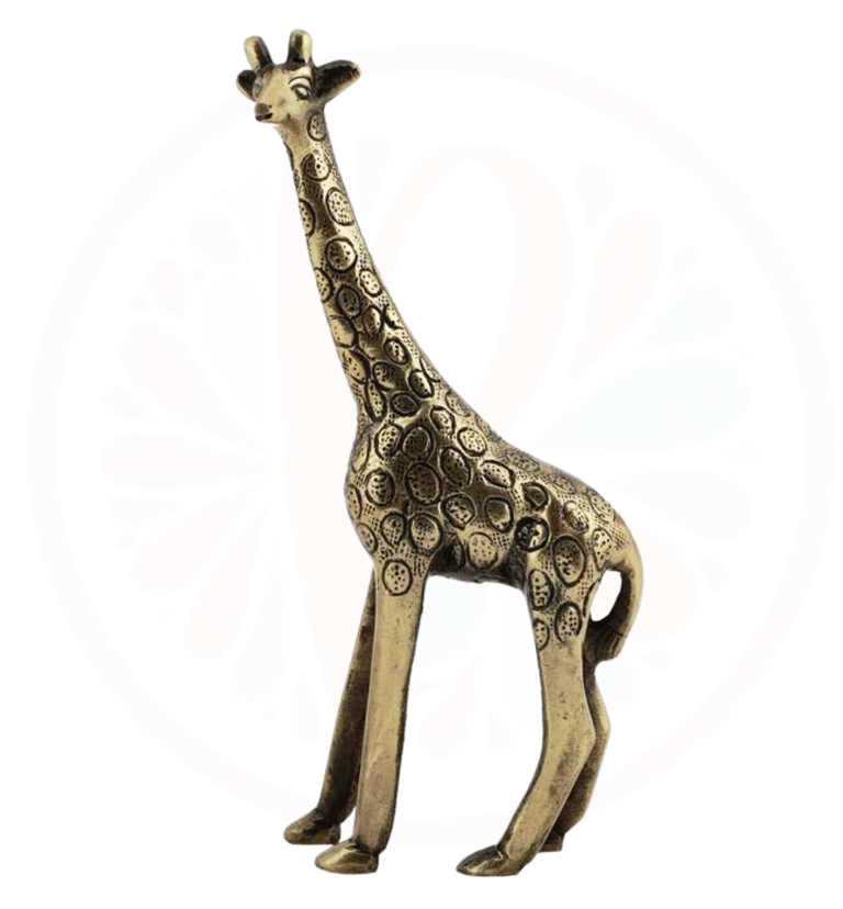 a giraffe statue of a brass