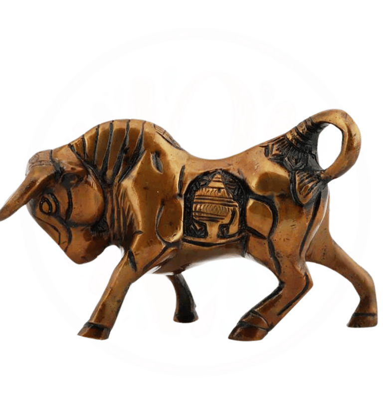a bronze bull with a horse on it's back