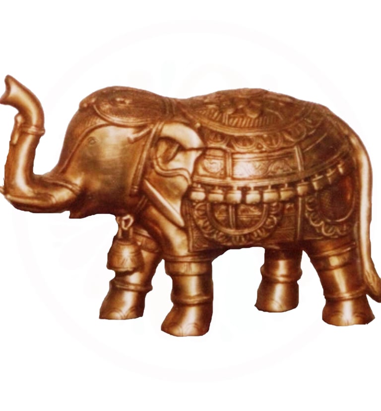 a bronze colored elephant statue