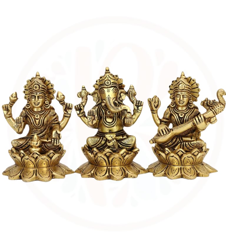 #LaxmiGaneshSaraswati #DivineTrinity #HinduDeities #BlessingsFromGods #ProsperityAndWisdom #IdolWors