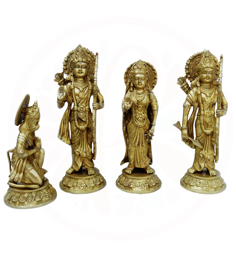 a group of four statues of hindu deities