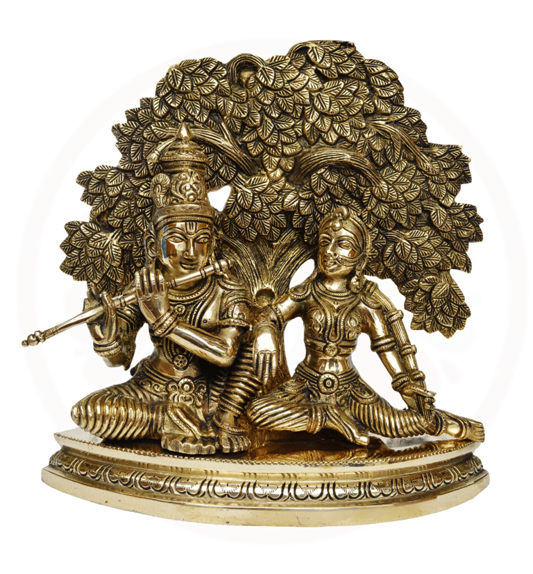 brass radha krishna sit under the tree
