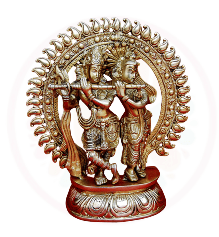 a statue of a radha krishna in a circle