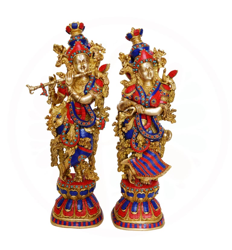 radha krishna stone statue