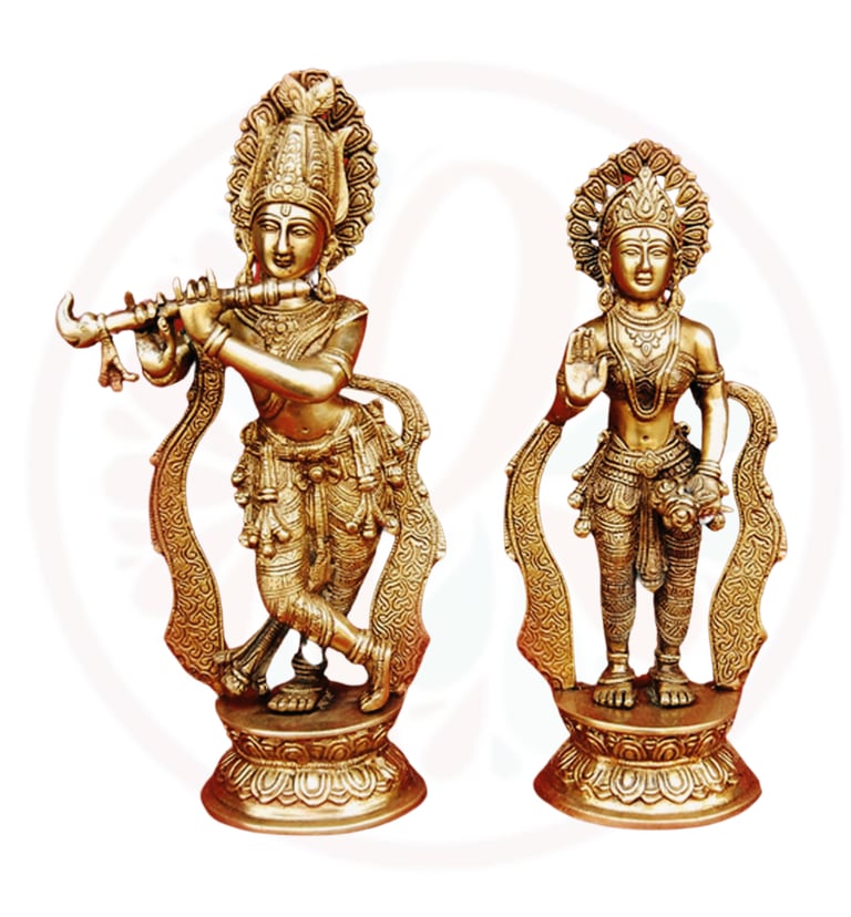 a pair of brass - plated brass - plated figurines of hindu