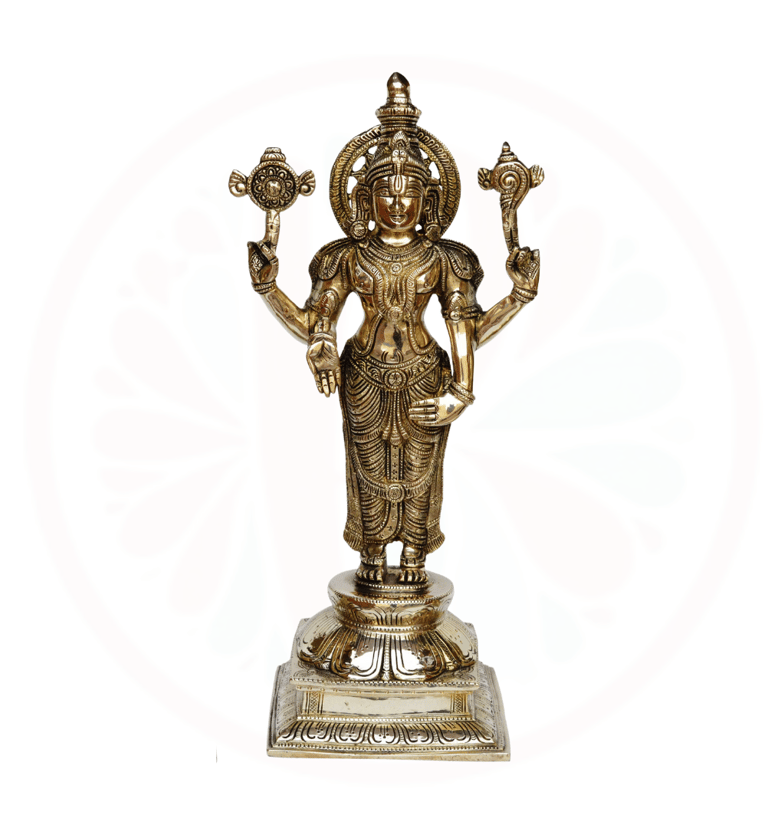 a statue of vishnu holding a candle