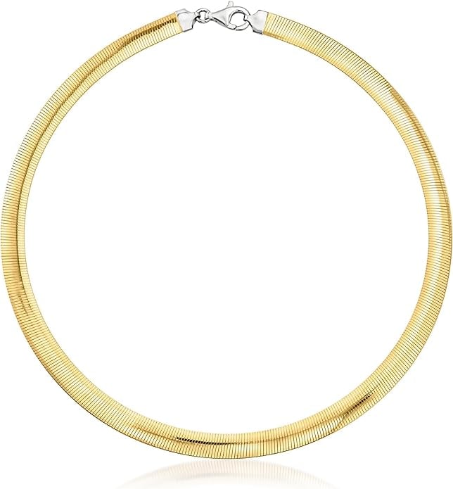 Snake Chain Necklace for Girlfriend Italian Sterling Silver and 18kt Gold Over Sterling Reversible Omega Coker Necklace
