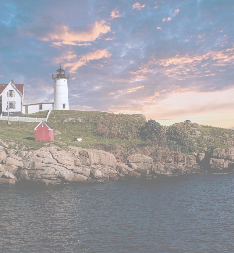 Nubble Lighthouse in Cape Neddick, symbol of trusted seasonal home watch services in Southern Maine.