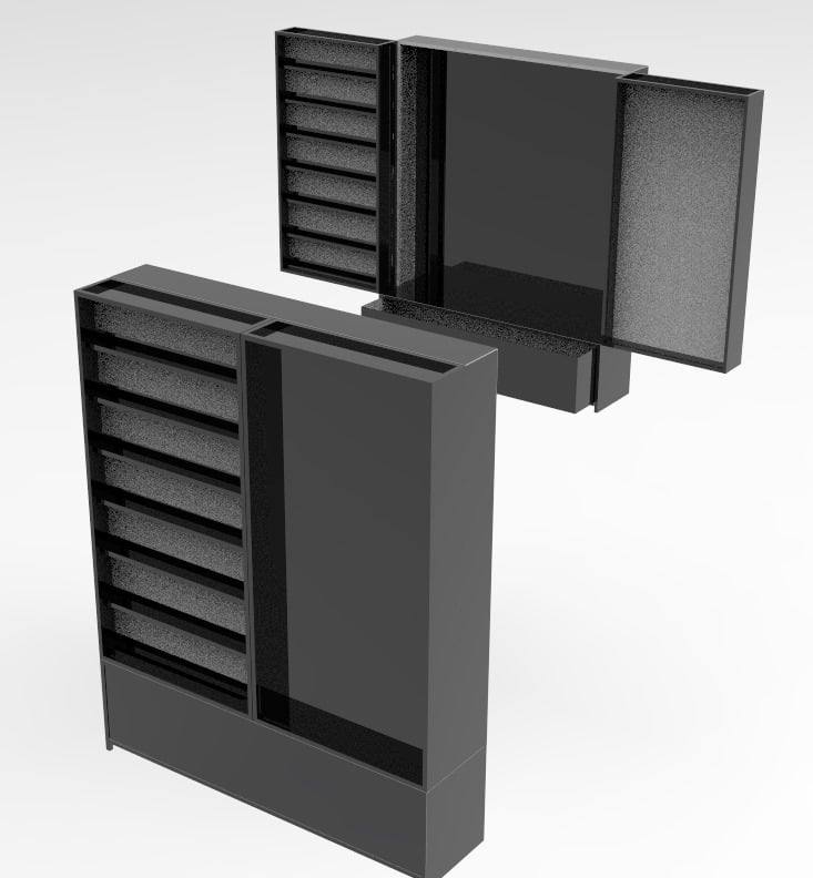 Bapsule :  space with minimalistic furniture setup. 