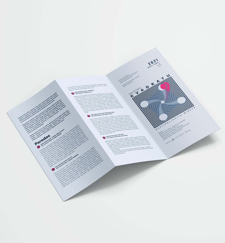 Brochure graphic design for art festival KVADRATU
