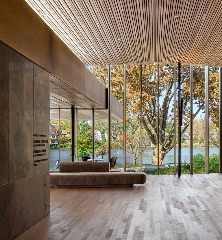 Interior of Tom Patterson Theatre, showing Pengelly's brass work extending inside