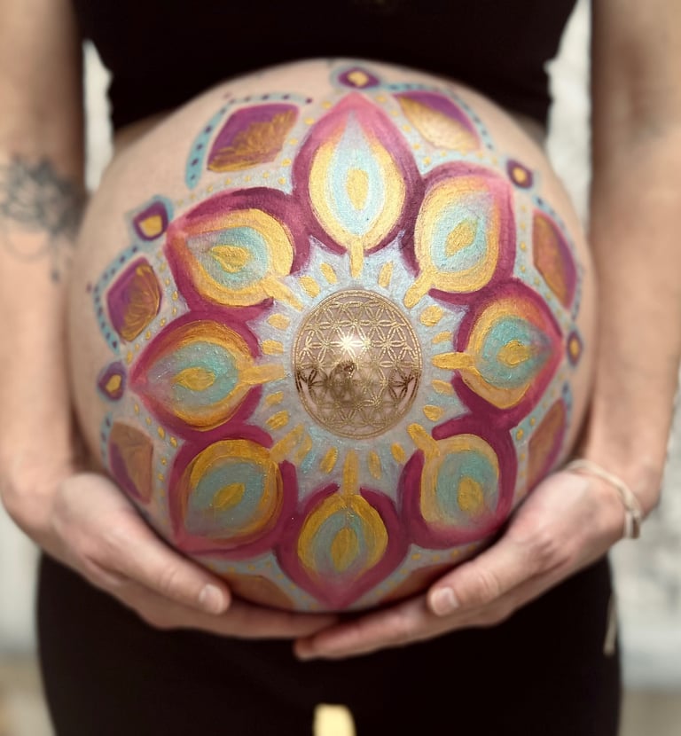 Carmela Martello Bauchmalerei und Geburtskerzen Rituale Schwangerschaft