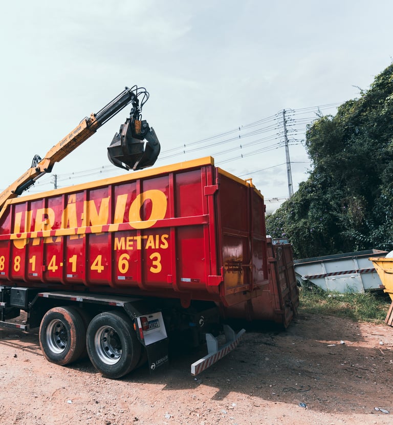 a crane truck with a crane on it's side
