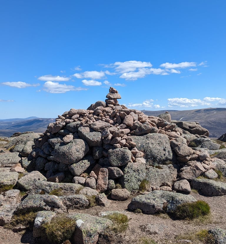 Mountain summit cairn